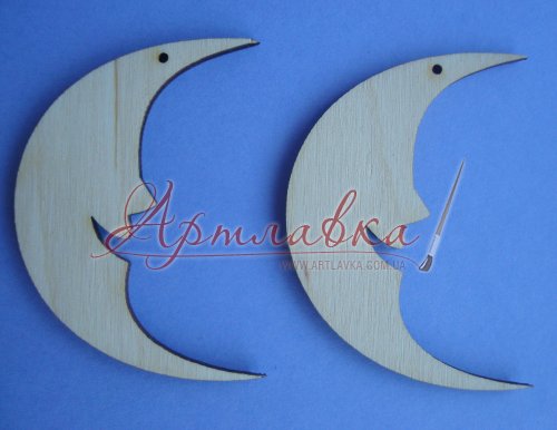 Заготовка для сережек деревянная Месяцы, 55*23*3мм
