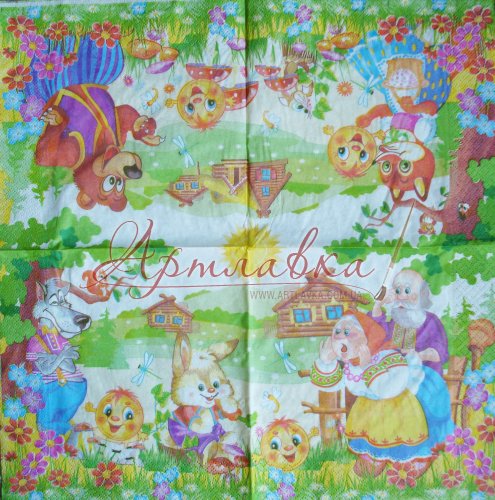 Декупажная салфетка Колобок, 33*33 см