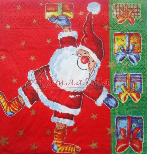 Декупажна серветка Веселий санта, 33*33 см