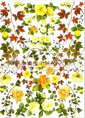 Декупажная карта, 50x70cm, №042 Розы желтые