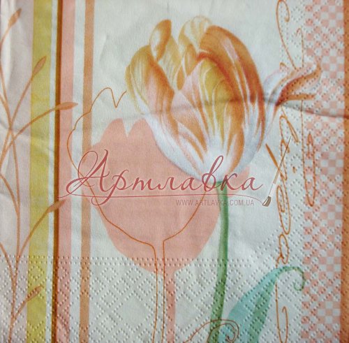 Декупажная салфетка Нежный тюльпан, 25*25 см