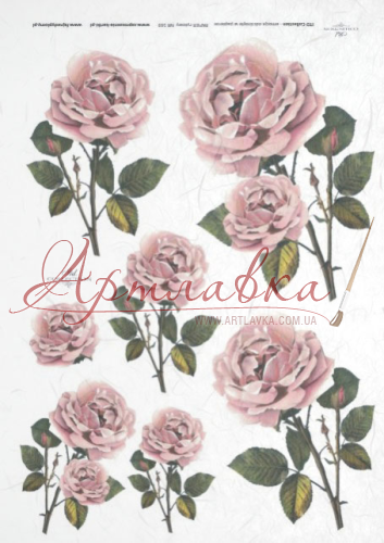 Рисовий папір для декупажу Рожеві троянди-2, 20х30см