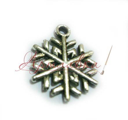 Подвеска металлическая Снежинка, 2см, 3шт\уп