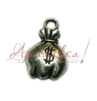 Підвіска металева Грошовий мішечок, 2см