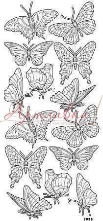 Наклейки контурные Бабочки голлографик, золото, 10*23см