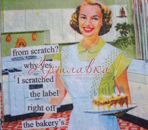 Декупажная салфетка Хозяюшка с тортом, 25*25см