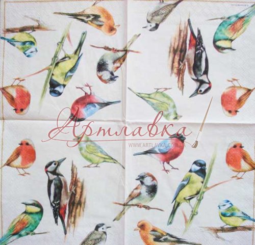 Декупажная салфетка Птички, 30*30см