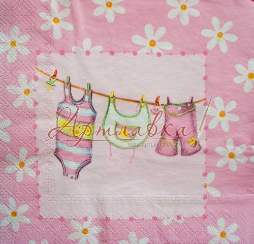 Декупажная салфетка Детские одежки, 33*33см