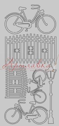 Наклейки контурные Велосипедики золотые, 10*23см