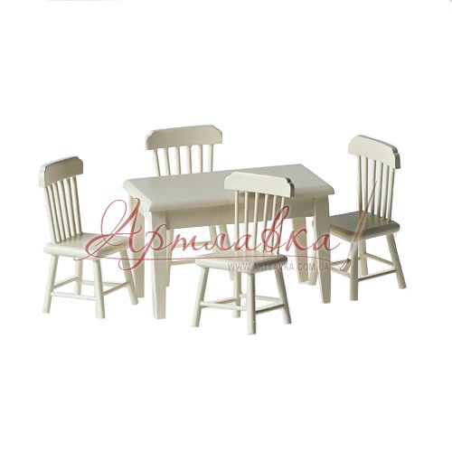Набор: Кремовый столик и 4 стула