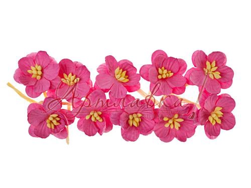 Цветы вишни из шелковичной бумаги, ярко-розовые, 10 шт/уп