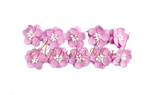 Цветы вишни из шелковичной бумаги, нежно-розовые, 10 шт/уп