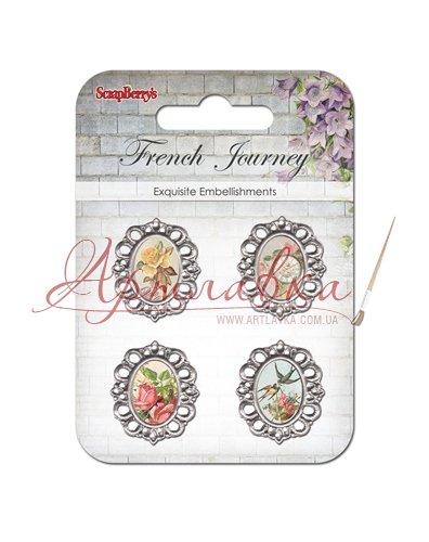Набор украшений с металлическими рамочками Французское путешествие Ласточки и цветы