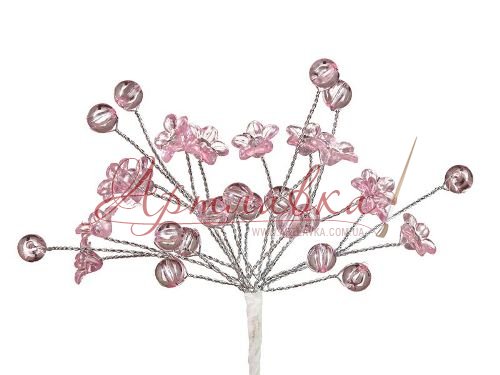 Міні-гілочки з рожевими акриловими квітками