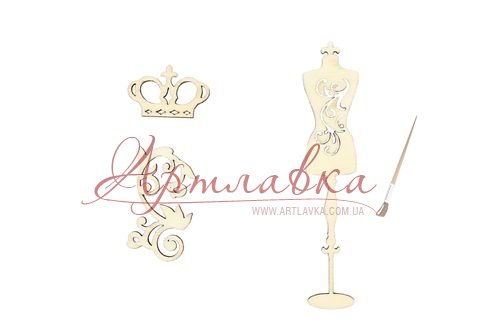 Набор лазерных вырубок Манекен, корона и завиток