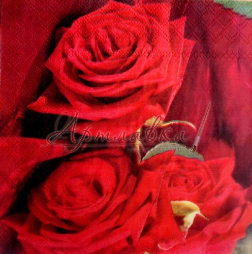Декупажная салфетка Розы, 33*33см