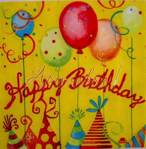 Декупажна серветка Happy Birthday, 33*33см