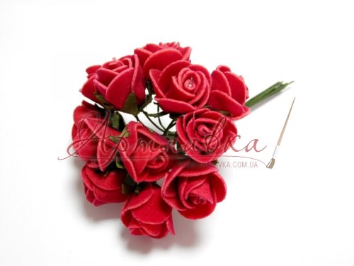 Розочки из фоамирана, Красные, 15мм, 12 шт/уп.