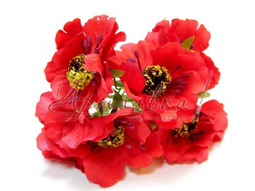 Маки красные, тканевые, 6 шт/уп. Маки красные, тканевые, 6 шт/уп.