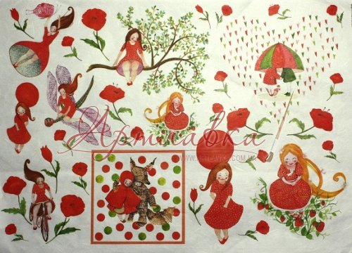 Салфетка декупажная из рисовой бумаги Весенние фантазии,35*50см