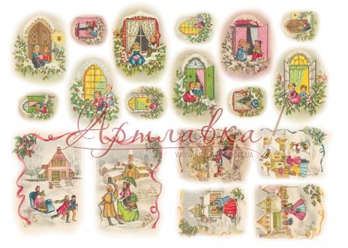 Декупажная карта Рождественские картинки - 2, 35*50см